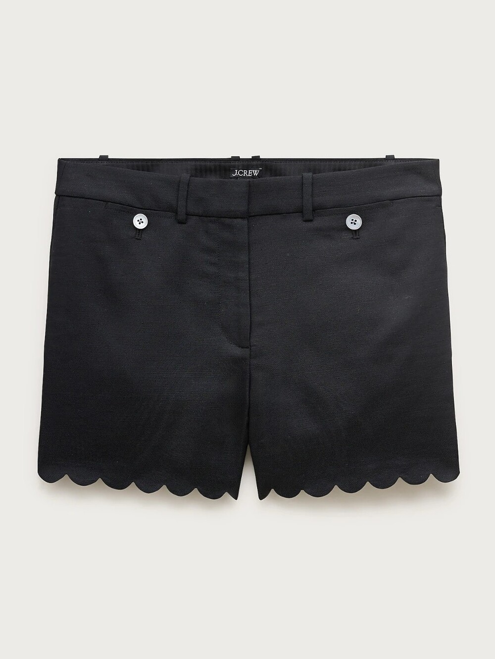 Jcrew 4" scalloped short in Gramercy linen blend Size 0 in Black